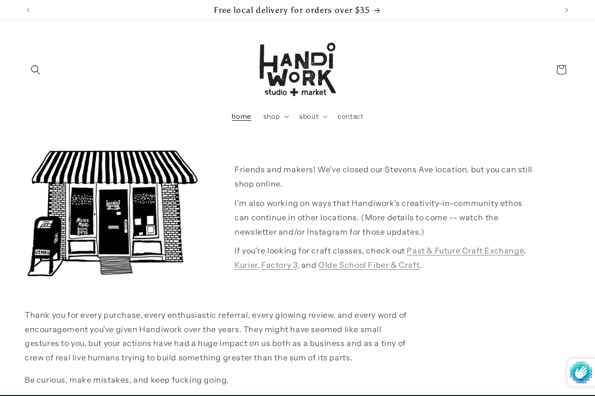 Handiwork homepage screenshot