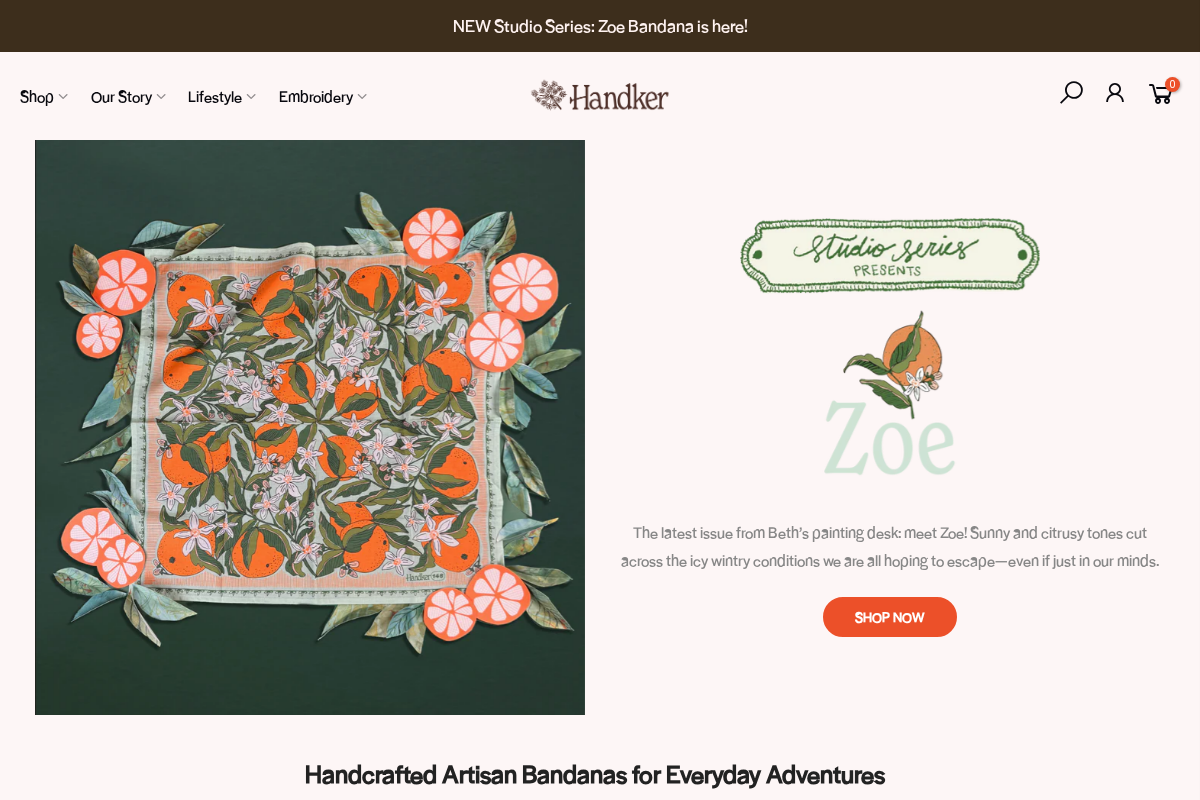 Handker Bandanas homepage screenshot