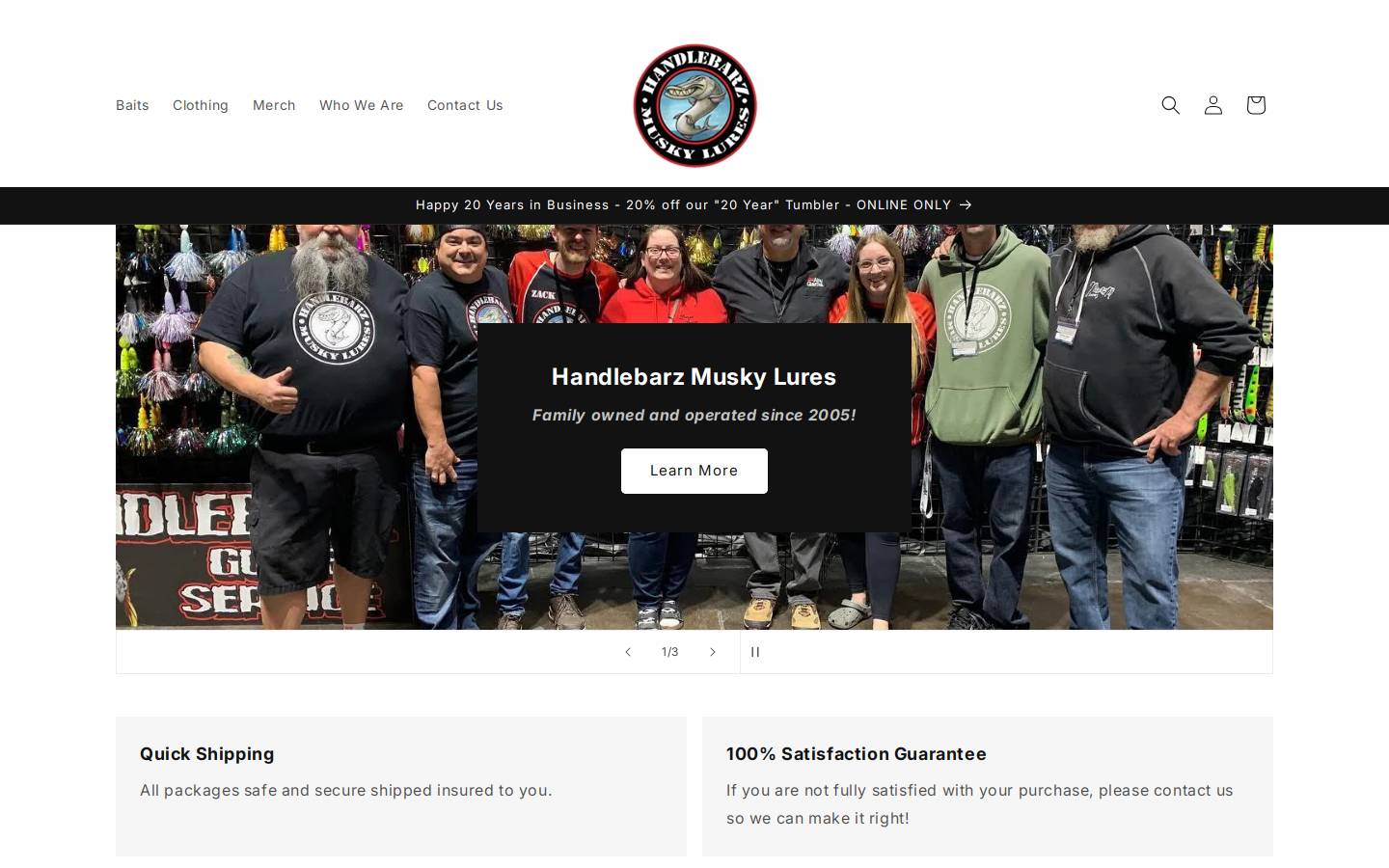 handlebarzfishing.com homepage screenshot
