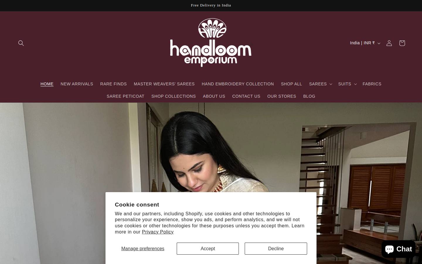 handloomemporium.com homepage screenshot