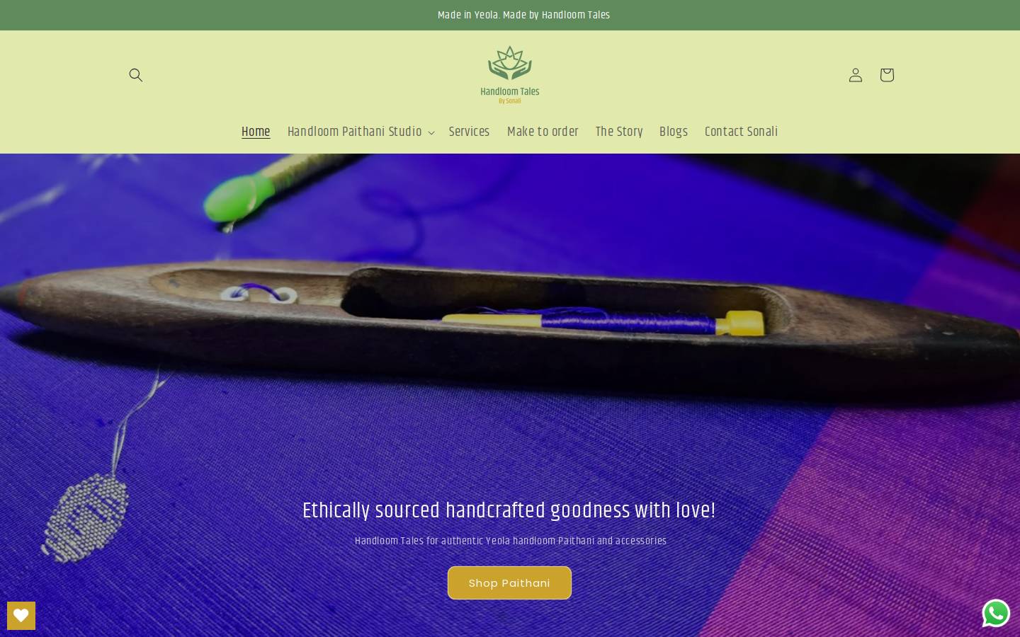 handloomtales.com homepage screenshot