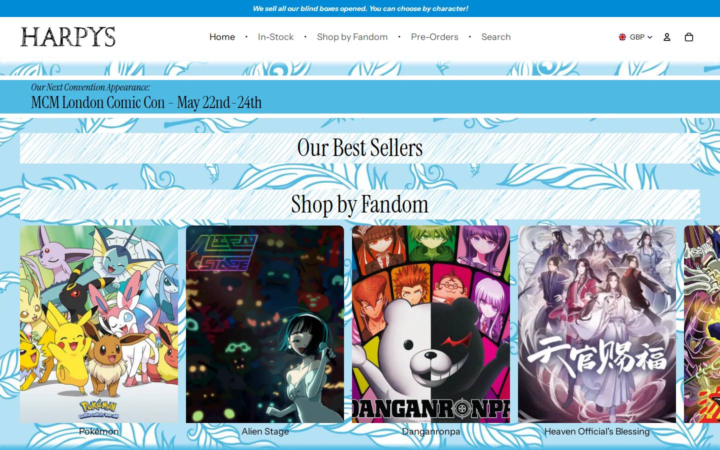 handmadeharpy.com homepage screenshot