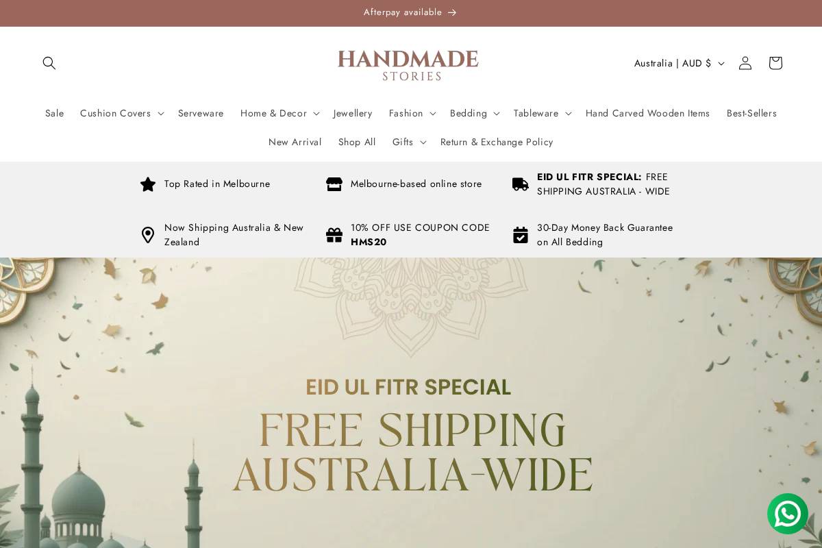 handmadestories.com.au homepage screenshot