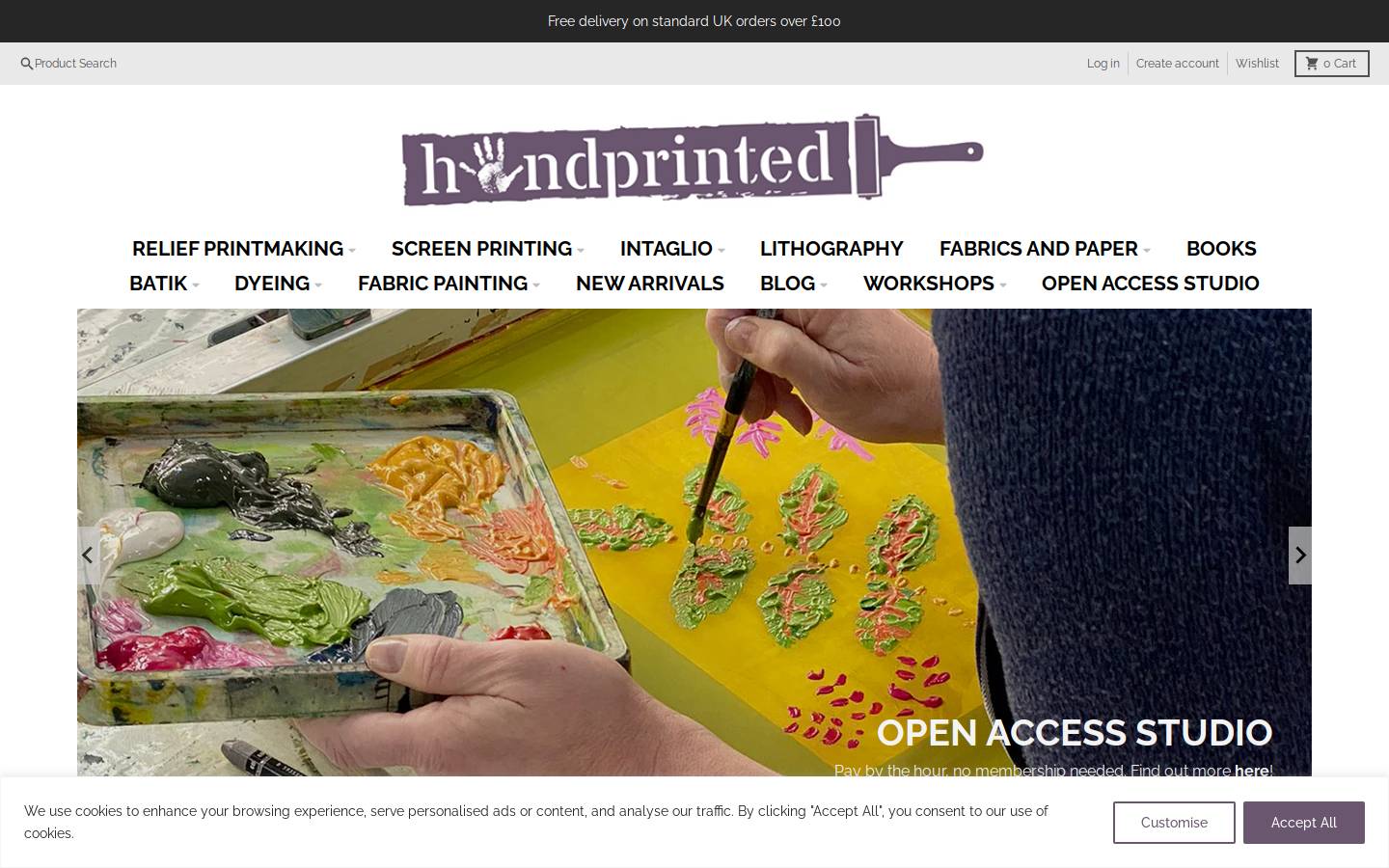 Handprinted homepage screenshot