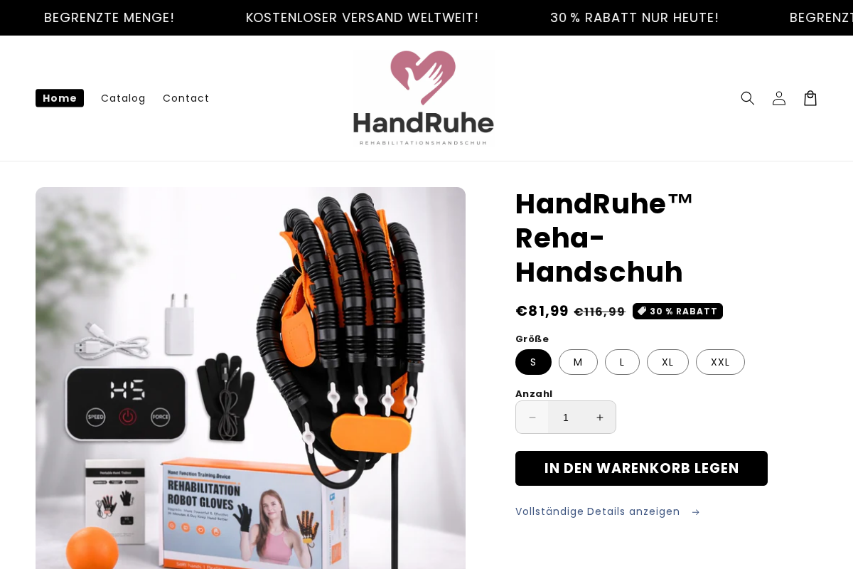 HandRuhe homepage screenshot