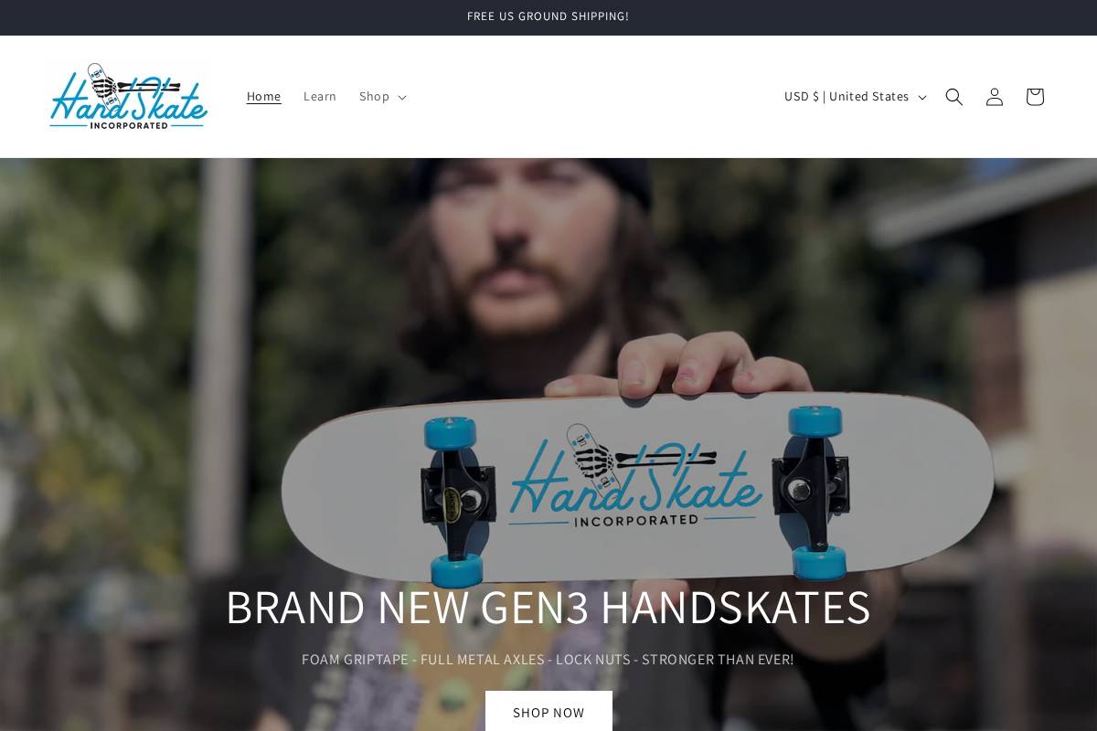 Handskate homepage screenshot