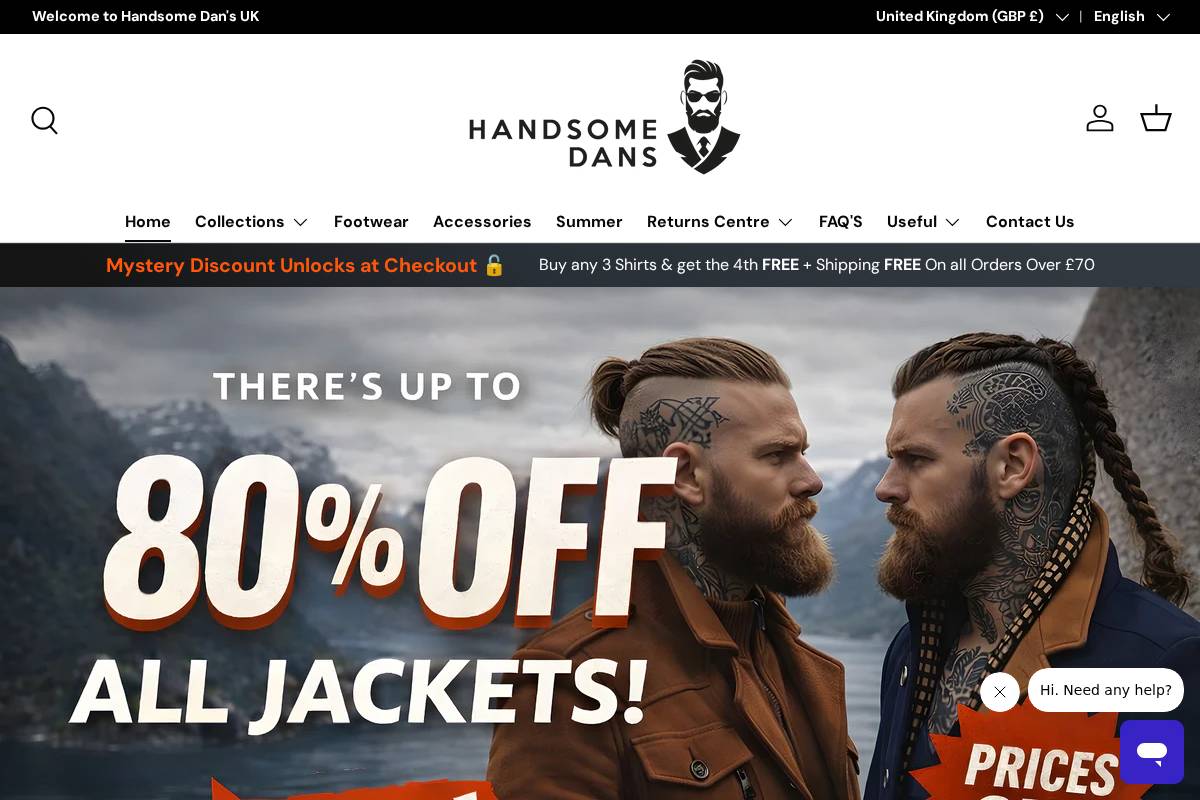 Handsome Dans homepage screenshot