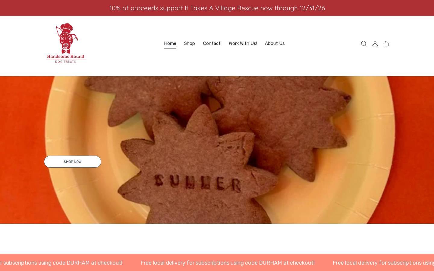 handsomehounddogtreats.com homepage screenshot