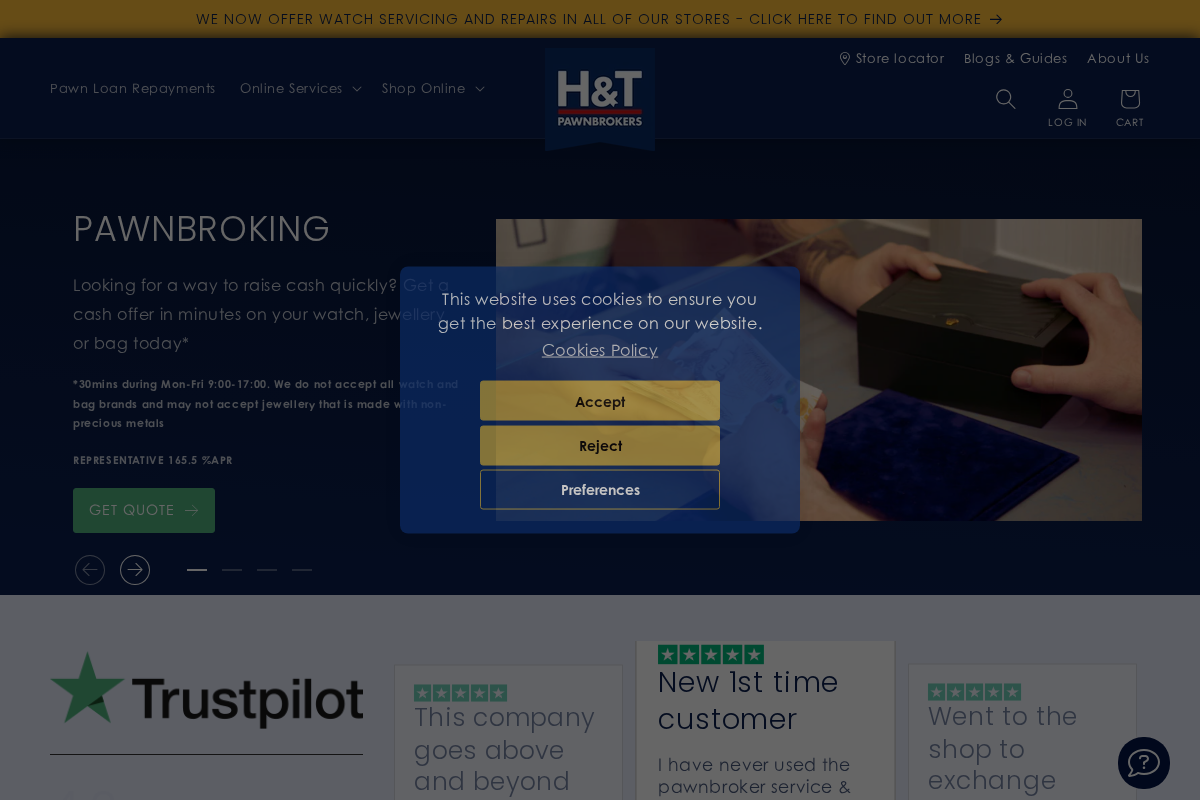 H&T Pawnbrokers homepage screenshot