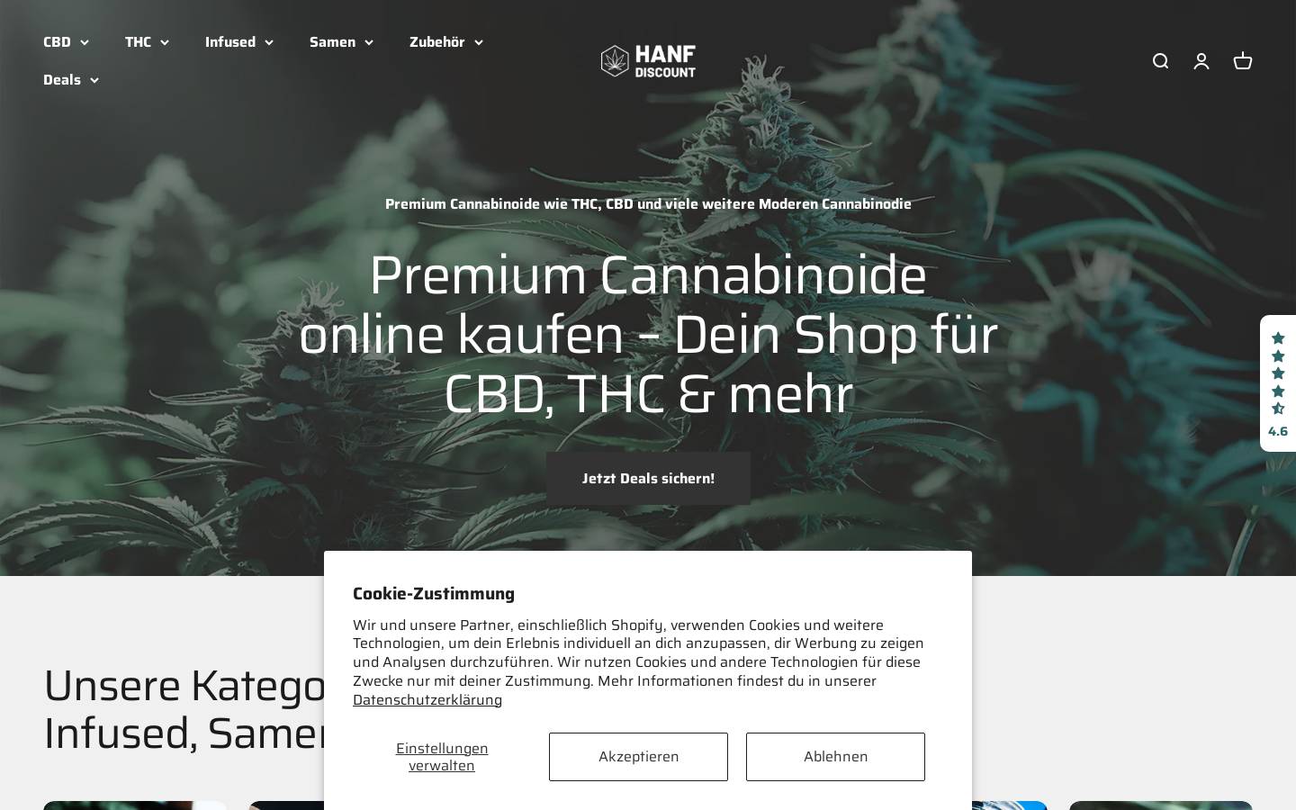 Hanf Discount homepage screenshot