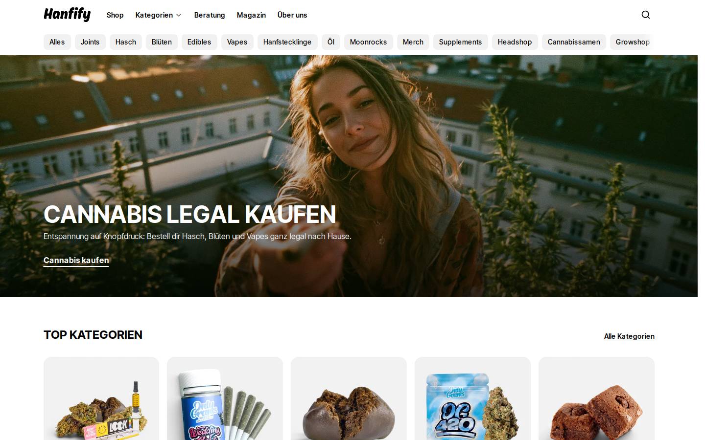 hanfify.de homepage screenshot