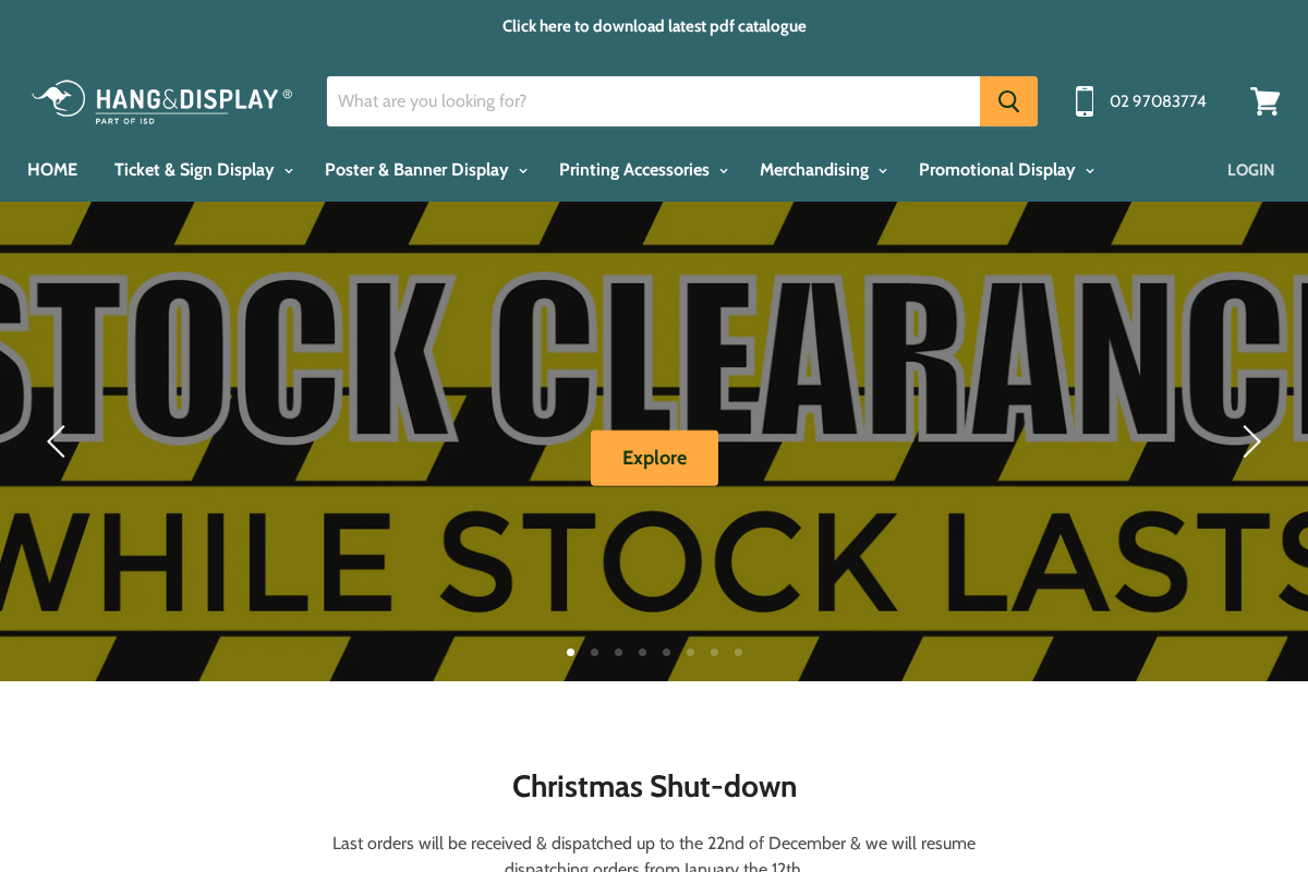 Hang and Display homepage screenshot