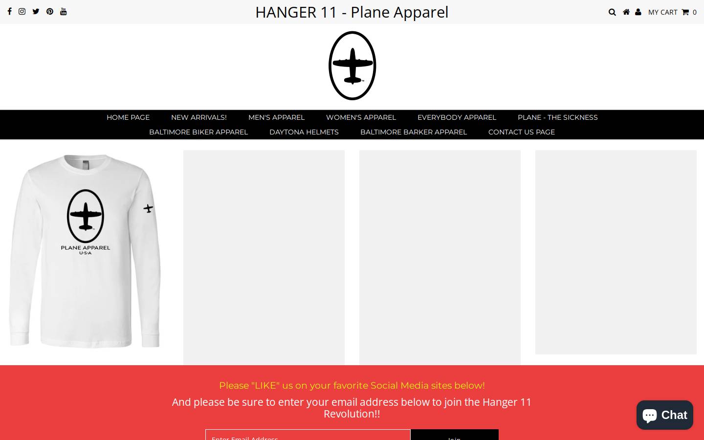 hanger11.com homepage screenshot