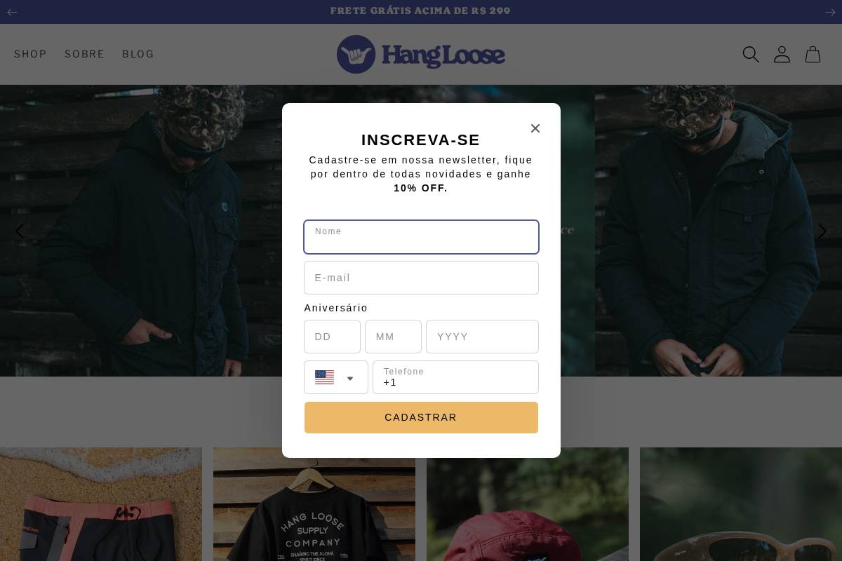 Hangloose homepage screenshot