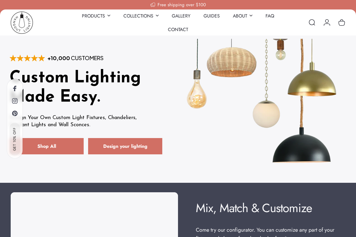Hangout Lighting homepage screenshot
