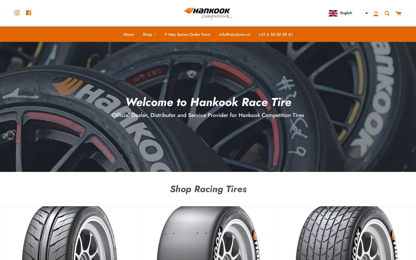 hankookracetire.com homepage screenshot