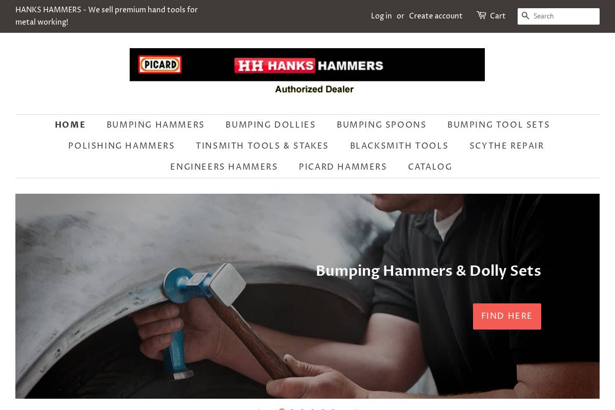 hankshammers.com homepage screenshot