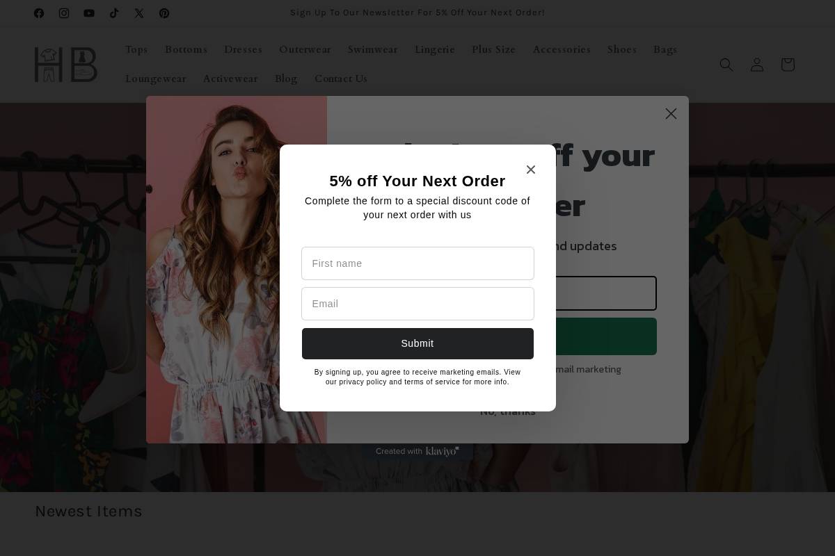 hannabannaclothing.com homepage screenshot