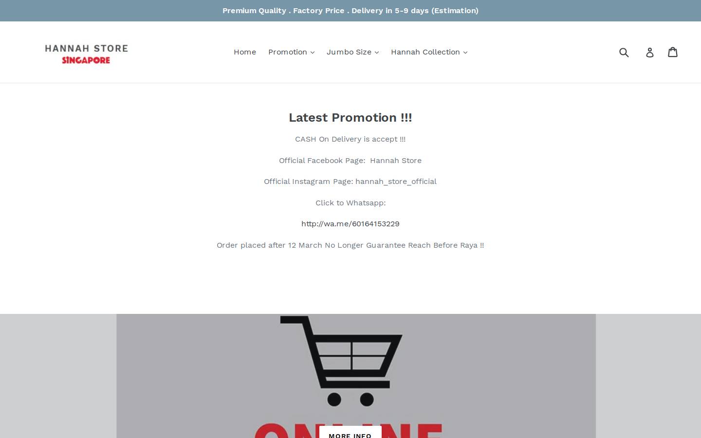 hannah-store.com homepage screenshot