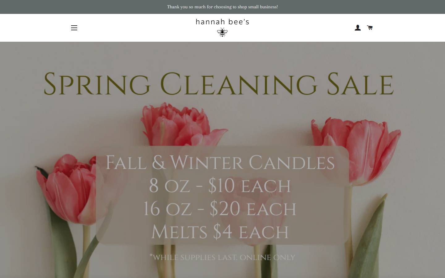 hannahbeesco.com homepage screenshot