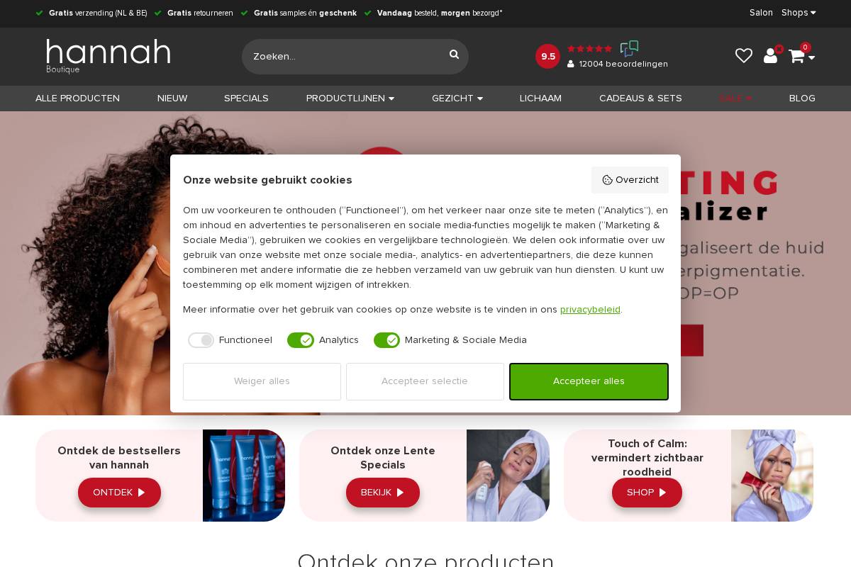 hannahboutique.nl homepage screenshot