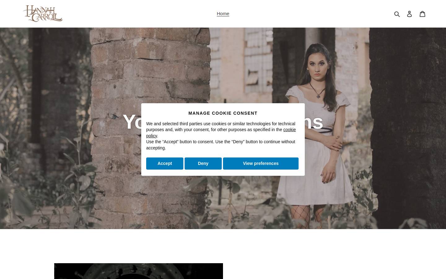 hannahcarrollstore.com homepage screenshot