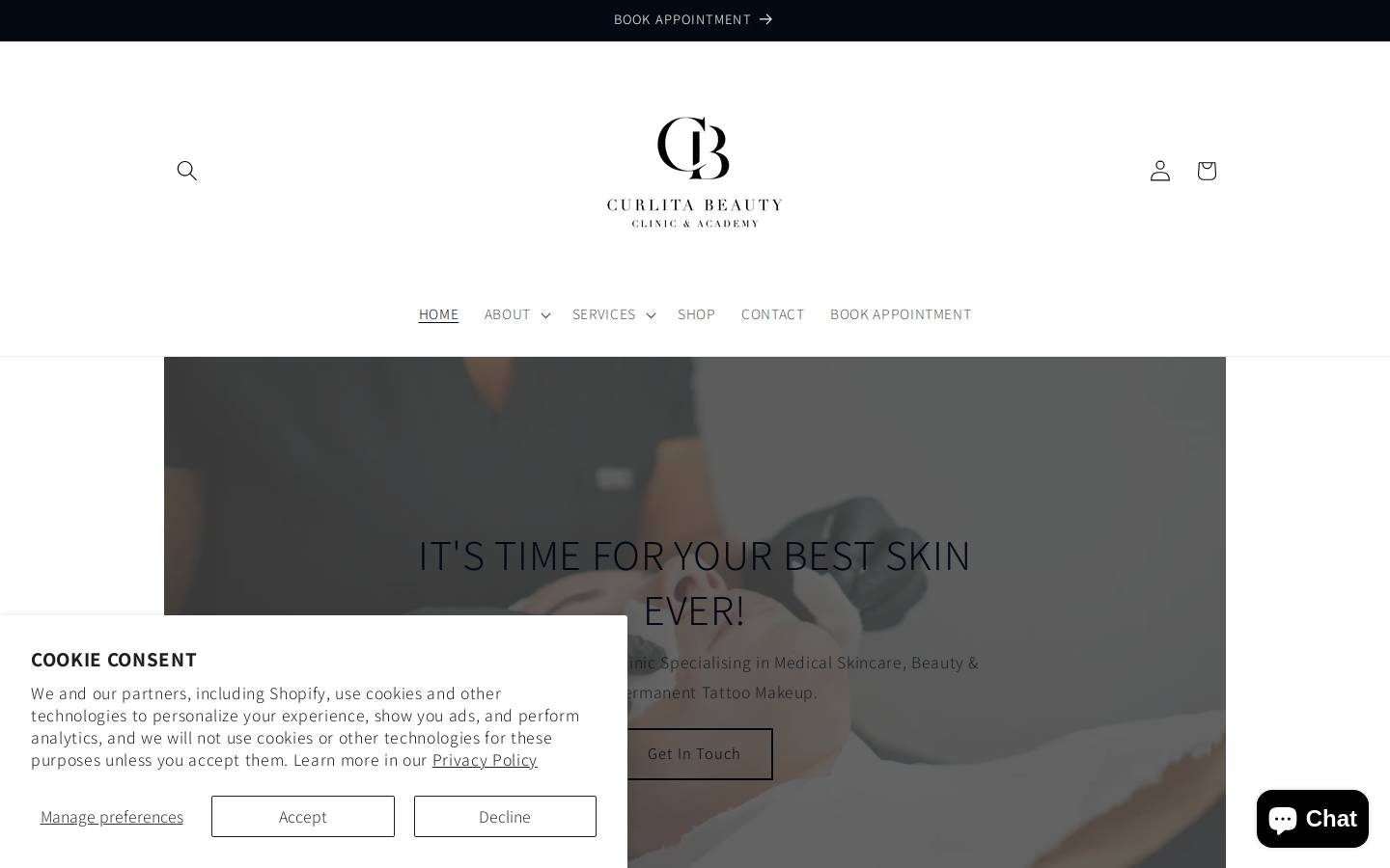Curlita Beauty Clinic homepage screenshot