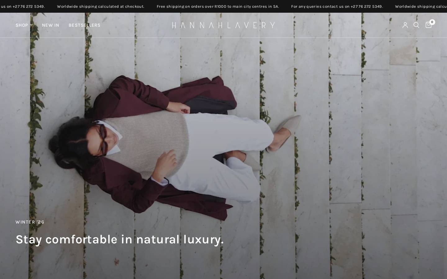 hannahlavery.co.za homepage screenshot