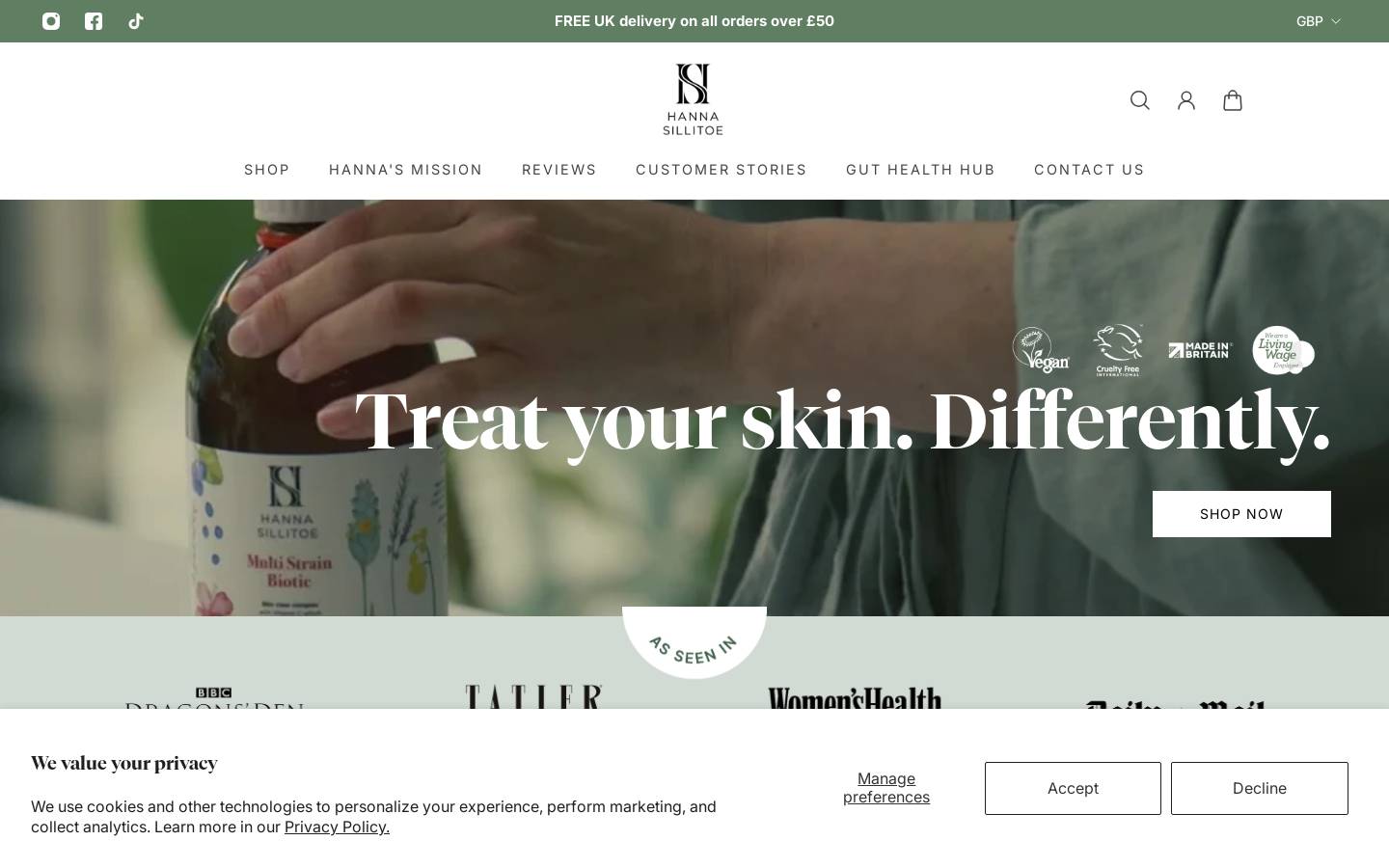 Hanna Sillitoe homepage screenshot