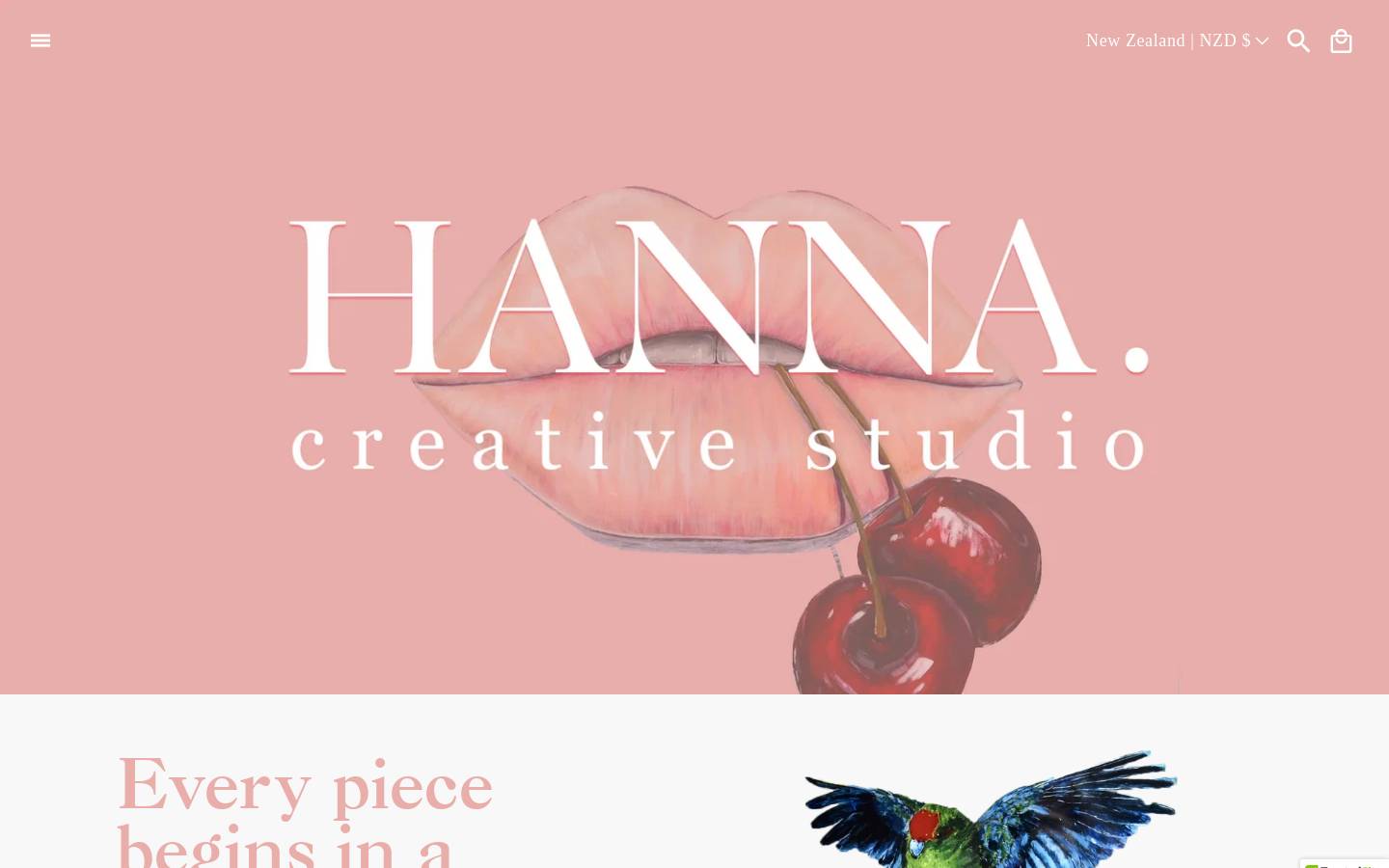 hannastudio.co.nz homepage screenshot