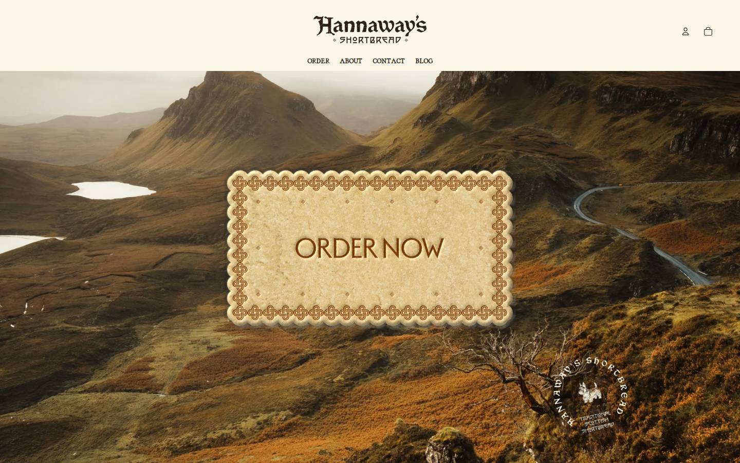 hannawayshortbread.com homepage screenshot