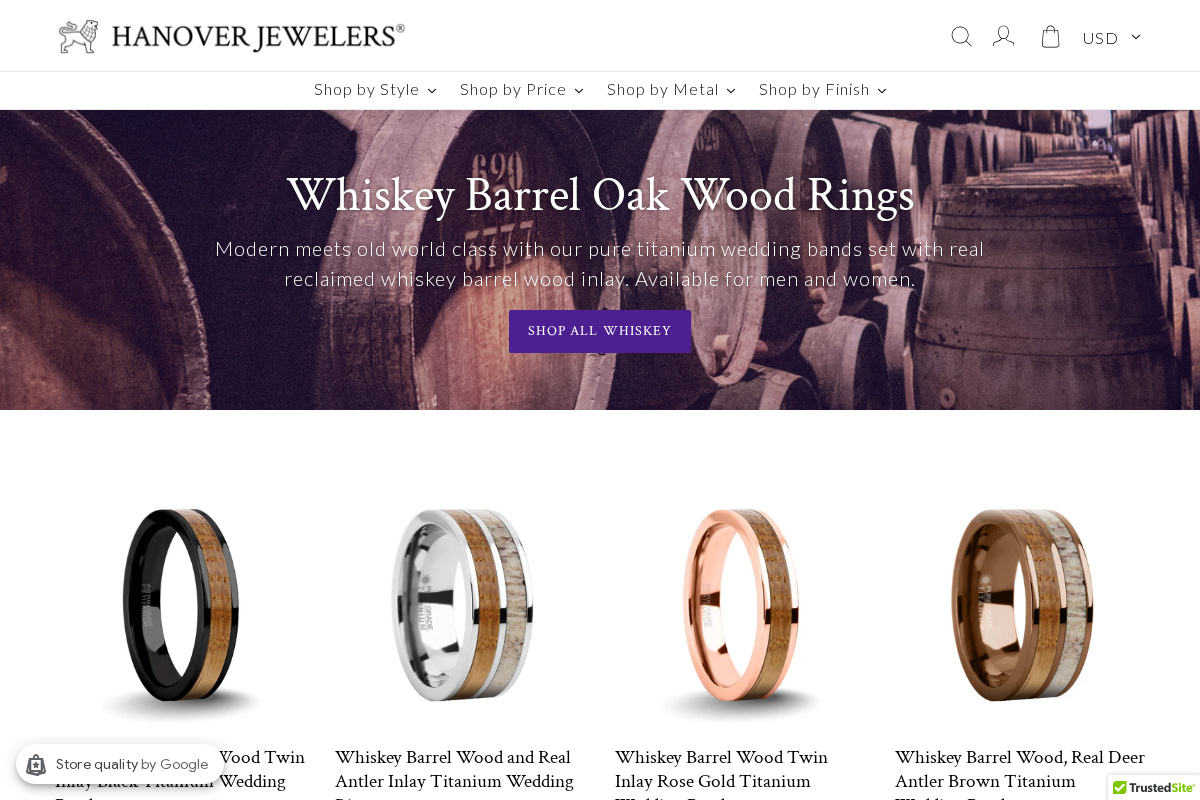 Hanover Jewelers homepage screenshot
