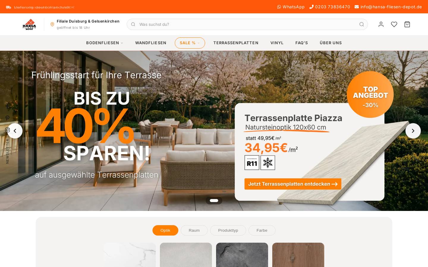 hansa-fliesen-depot.de homepage screenshot