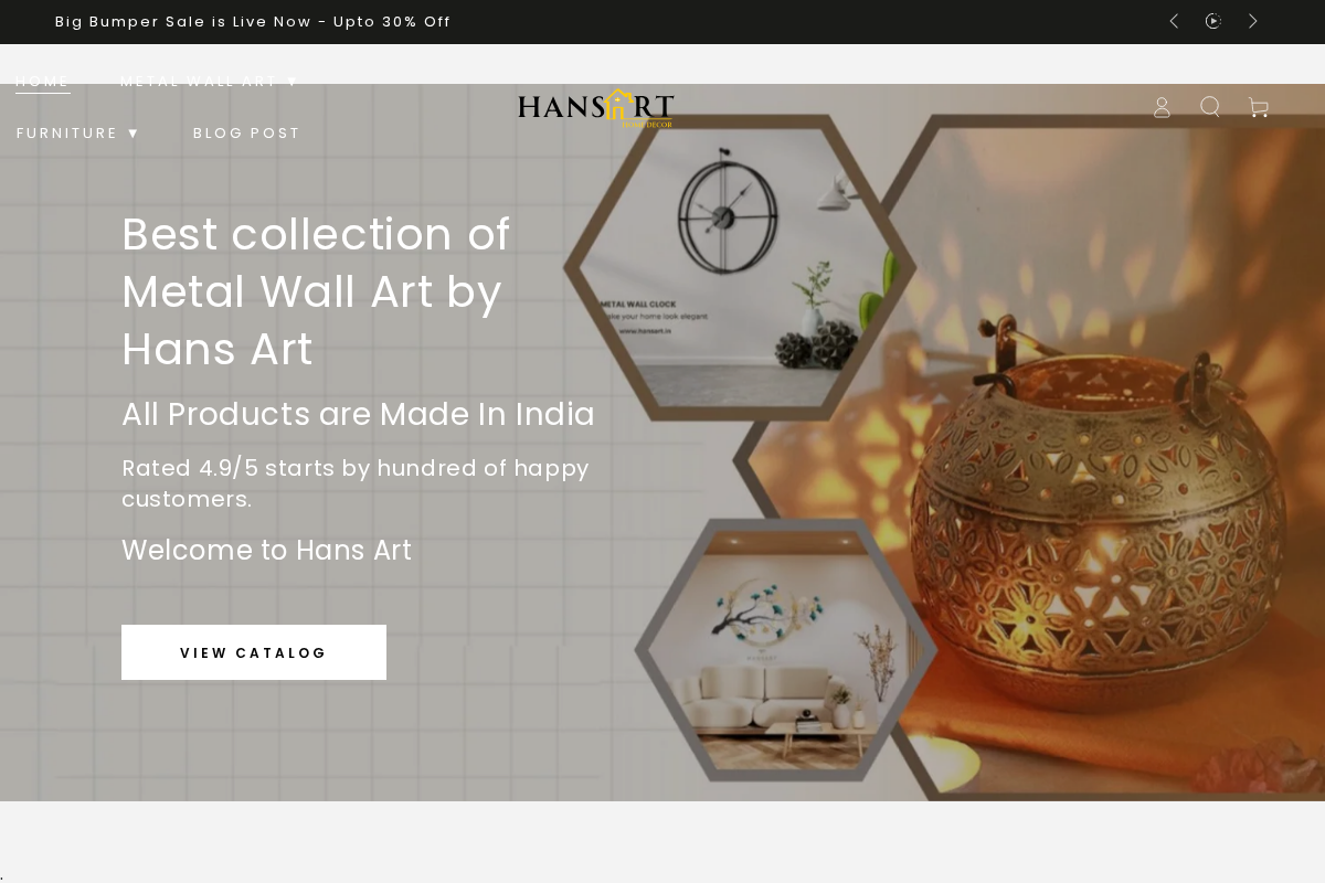 hansart.in homepage screenshot