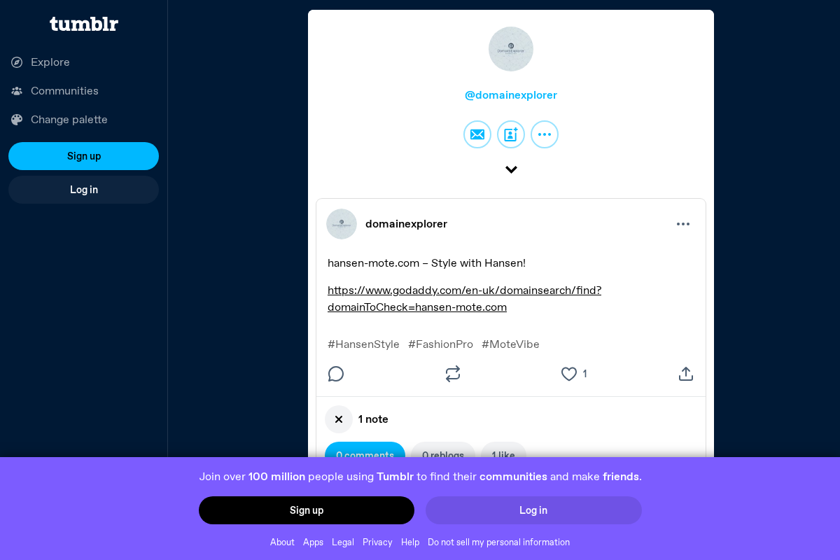 Hansen Mote homepage screenshot