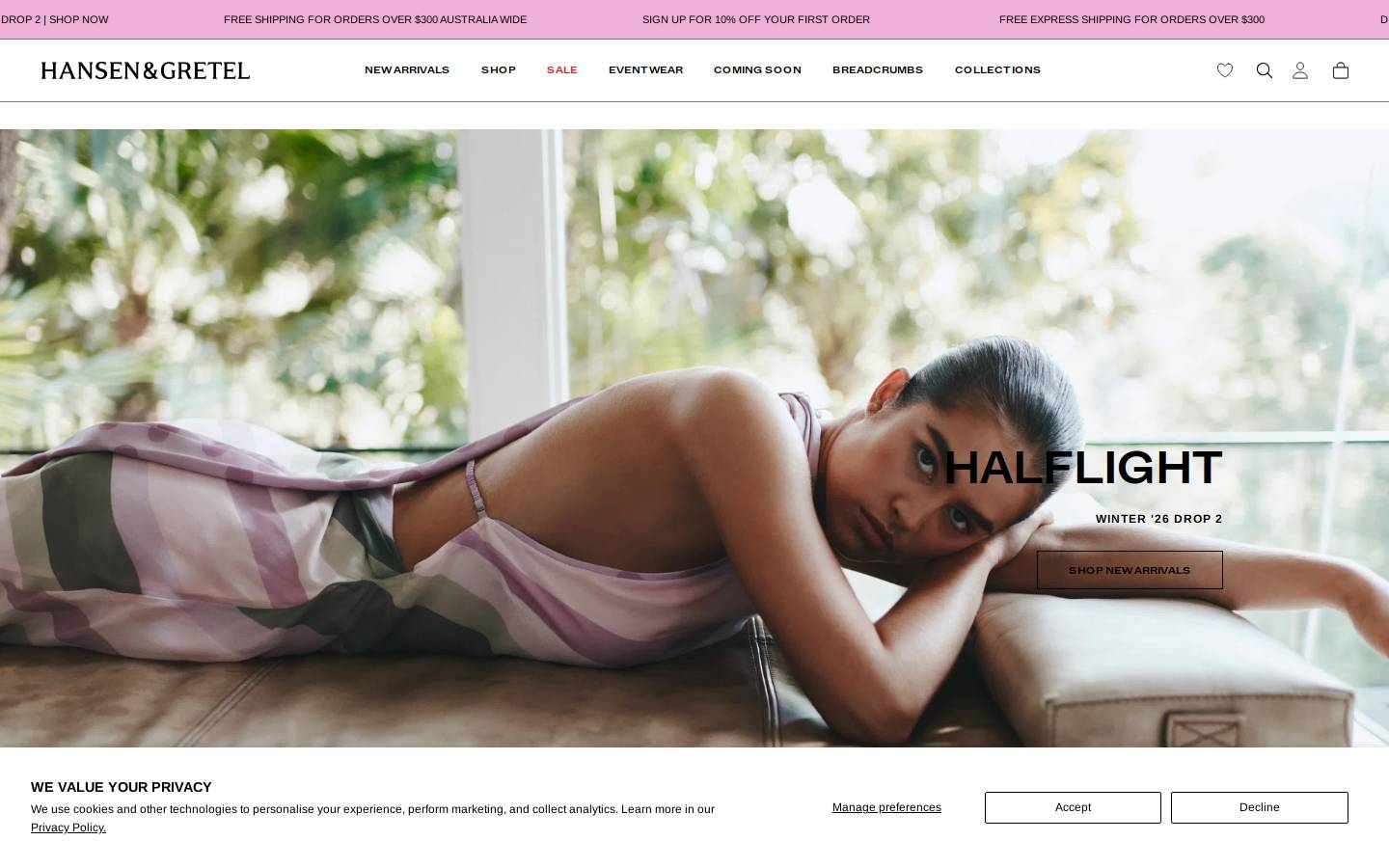 hansenandgretel.com homepage screenshot