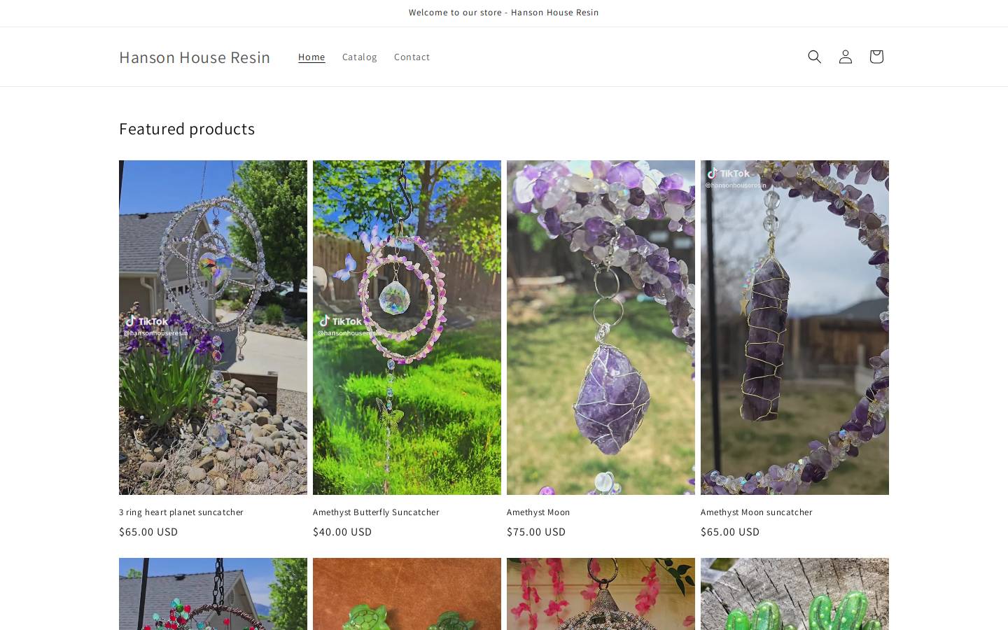 hansonhouseresin.com homepage screenshot