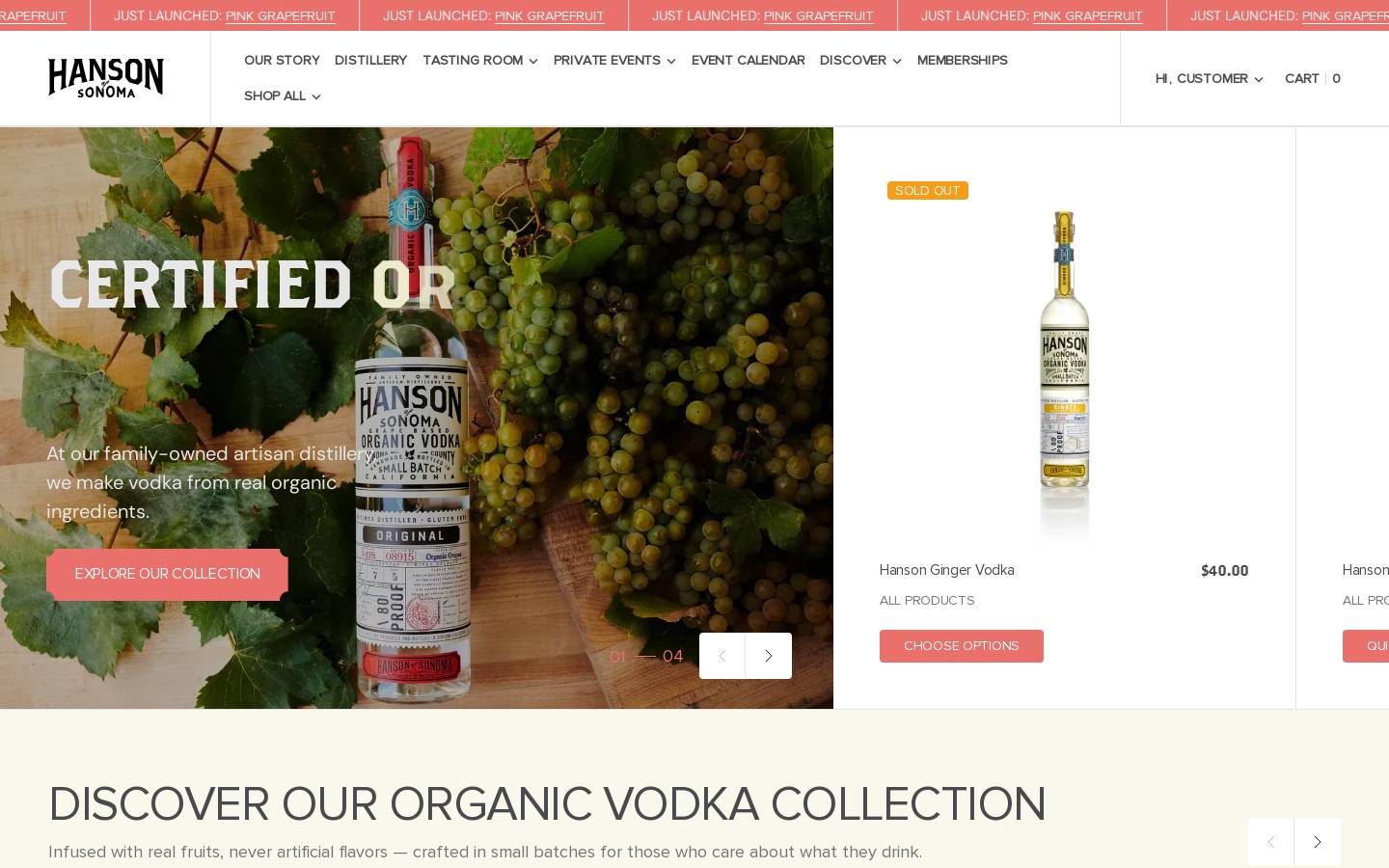 hansonofsonoma.com homepage screenshot