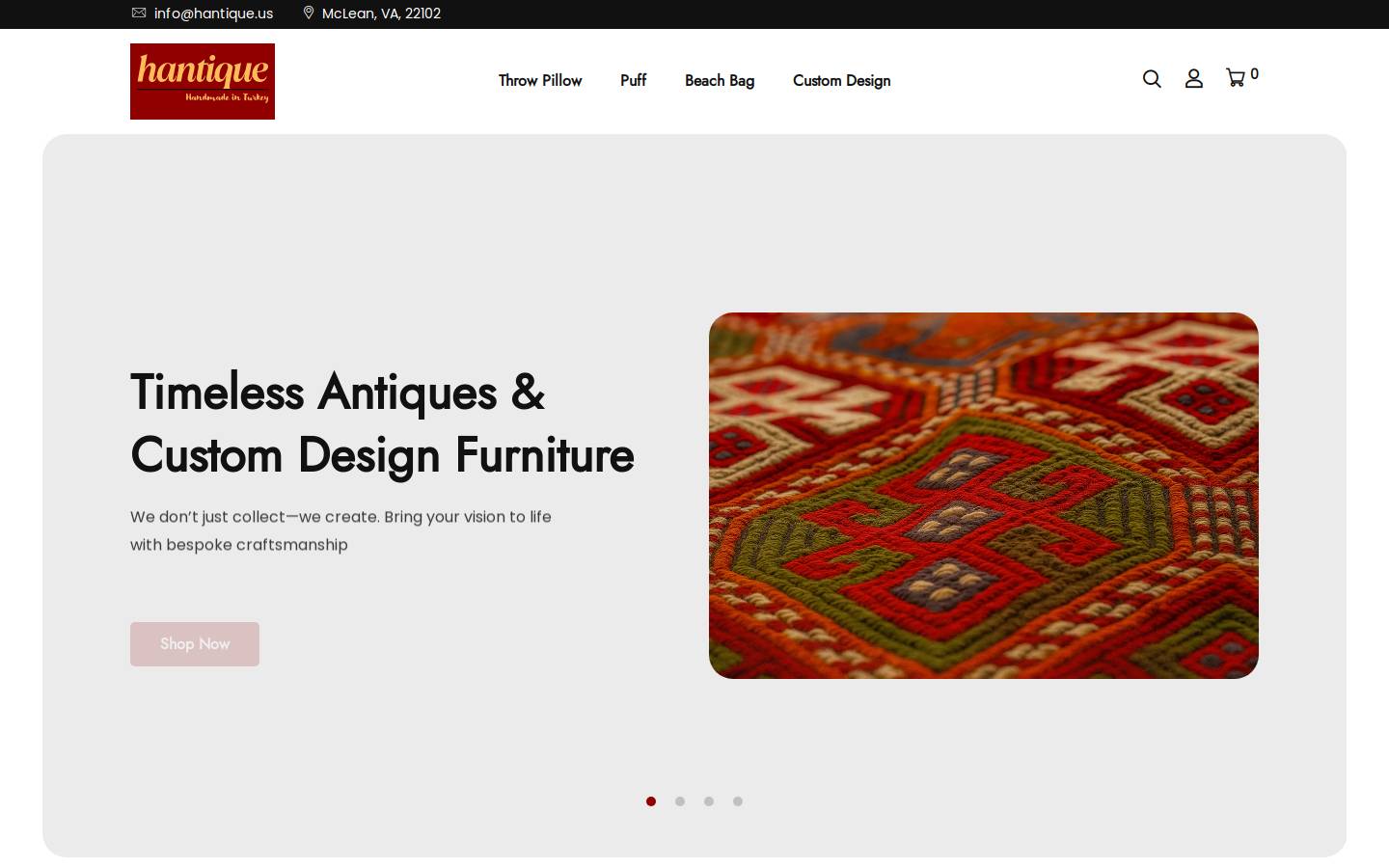 hantique.us homepage screenshot