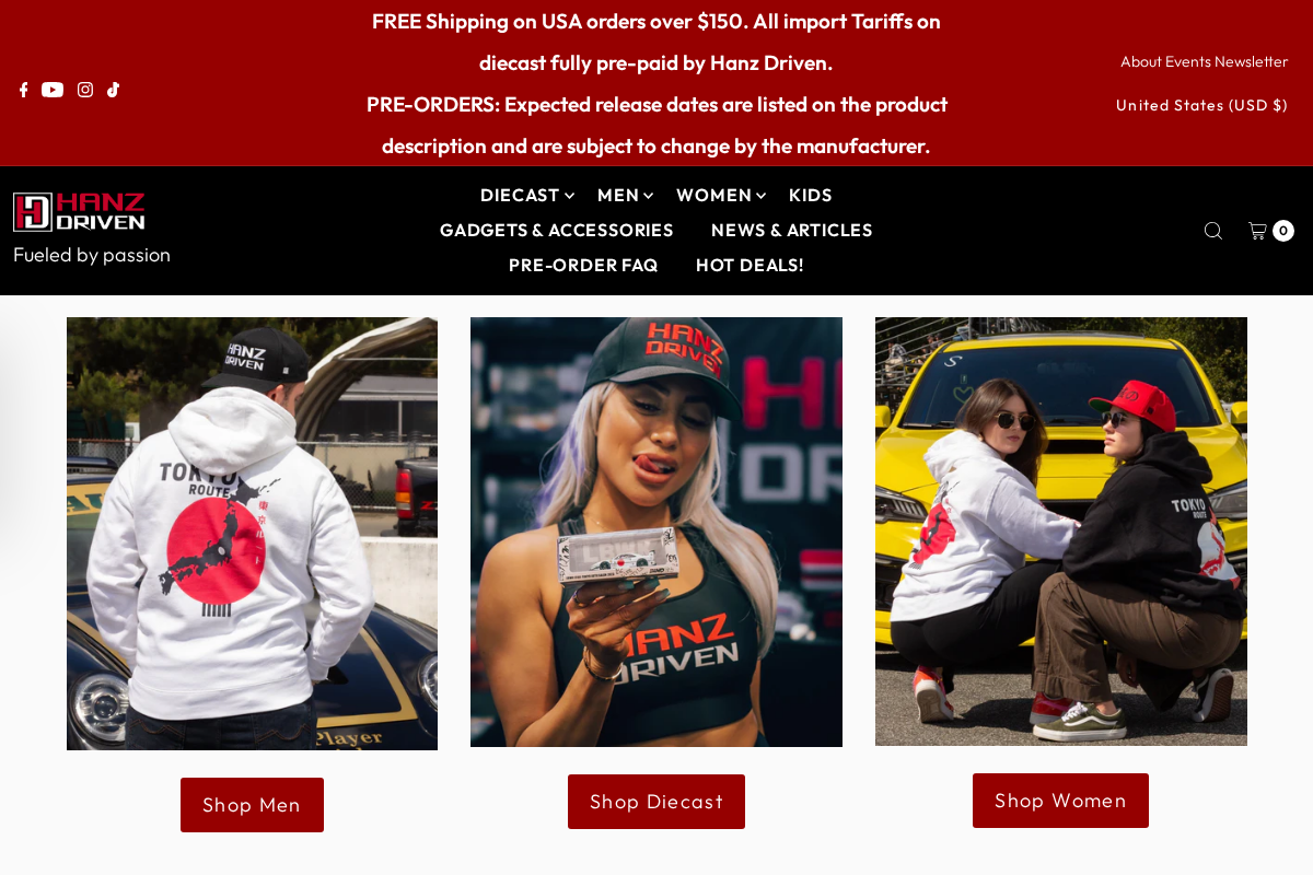 Hanz Driven homepage screenshot