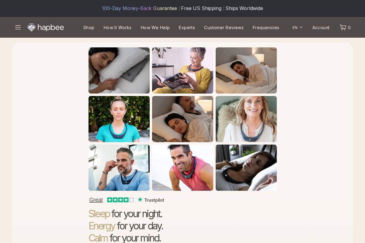 Hapbee homepage screenshot