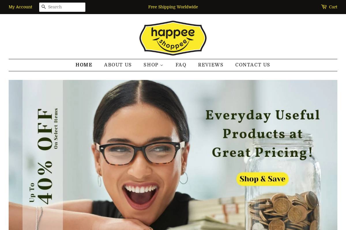 Happeeshoppee homepage screenshot