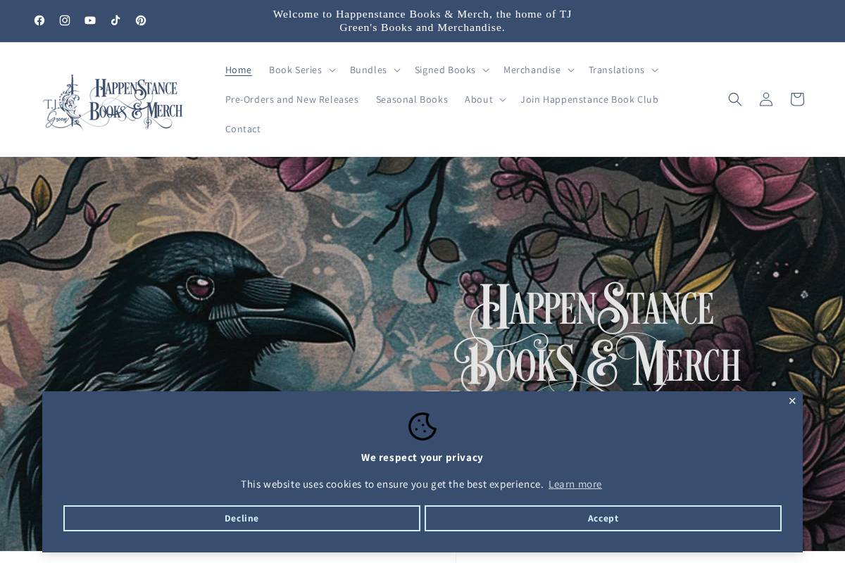 happenstancebookshop.com homepage screenshot