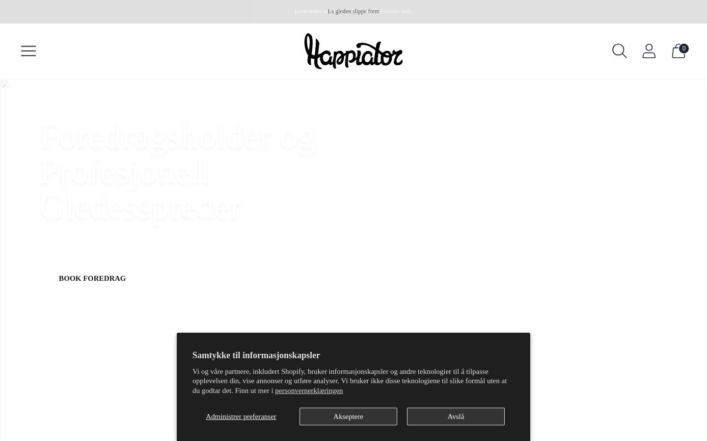 Happiator.no homepage screenshot