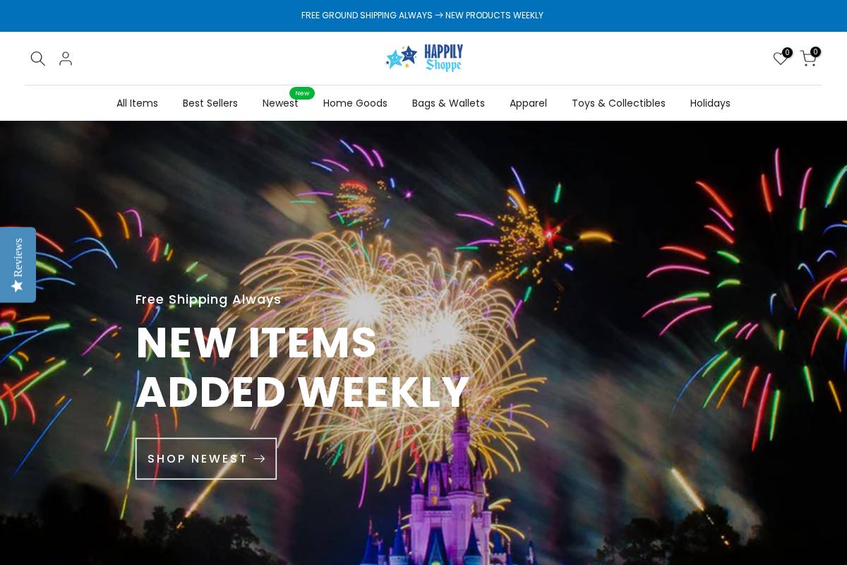 Happily Shoppe homepage screenshot