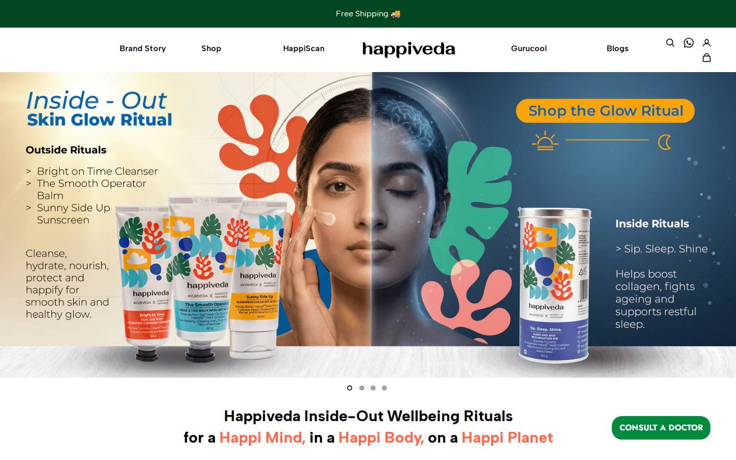 happiveda.com homepage screenshot