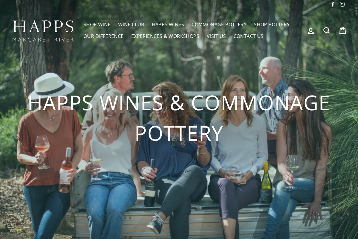 Happs Wines & Commonage Pottery homepage screenshot