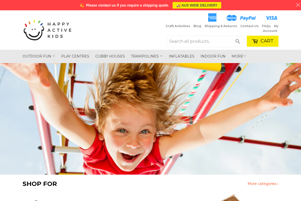 Happy Active Kids homepage screenshot