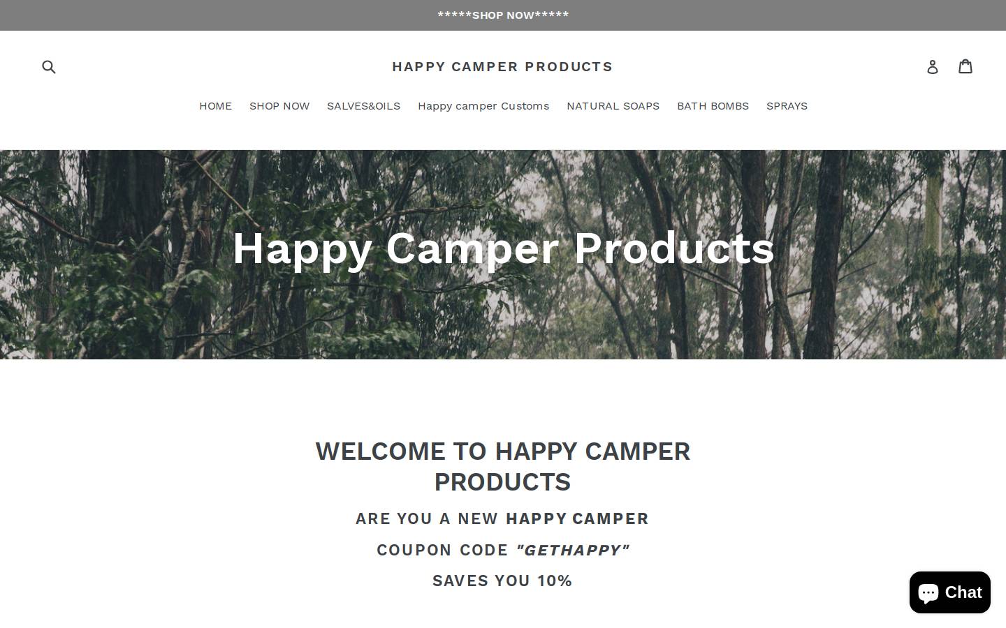 happycamperpureliving.com homepage screenshot