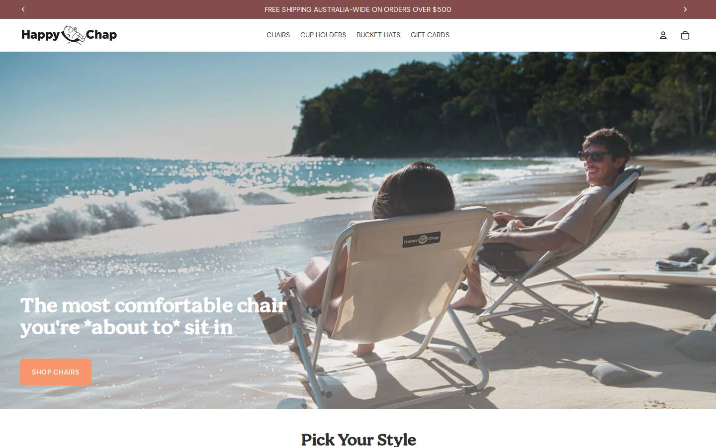 happychapchair.com homepage screenshot